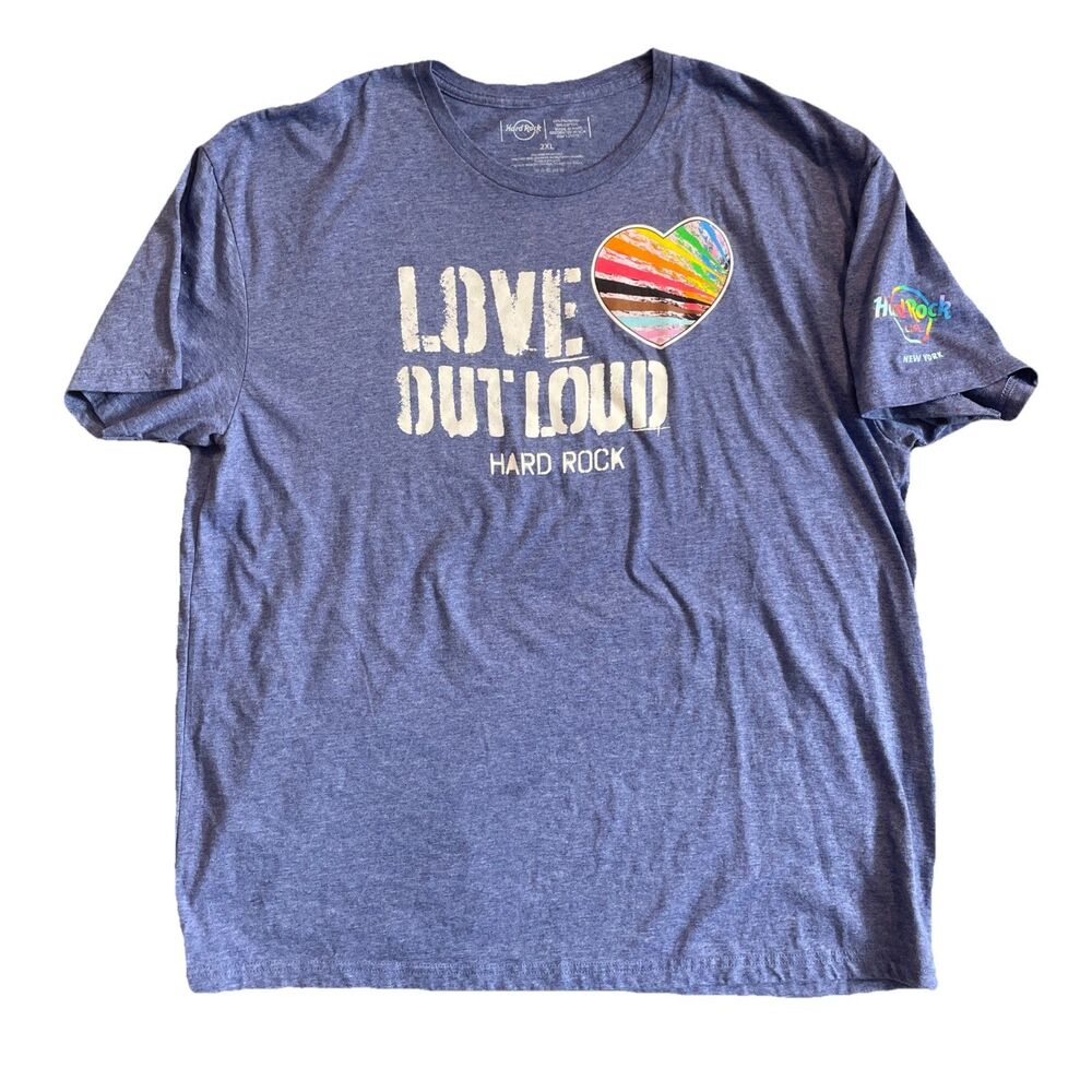 Hard Rock Cafe NEW YORK T Shirt Love Out Loud Unisex 2XL Blue